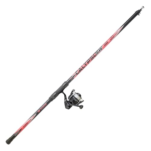 Canne à pêche Surf Casting 3,50 m, 4 sections, 80-150 g, set avec moulinet, pour plage et...