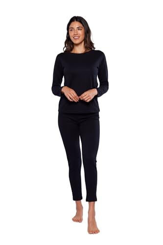 El Mejor Listado de Pantalones térmicos para Mujer - los más vendidos. 44 Alfani Conjunto Termico Playera Manga Larga y Pantalon para Dama Negro -M