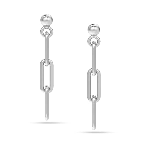 LeCalla 925 Sterling Silver Italian Link Drop Dangle Earrings for Women Long Link Paperclip Link-Chain Liner Dangle Earrings for Women3