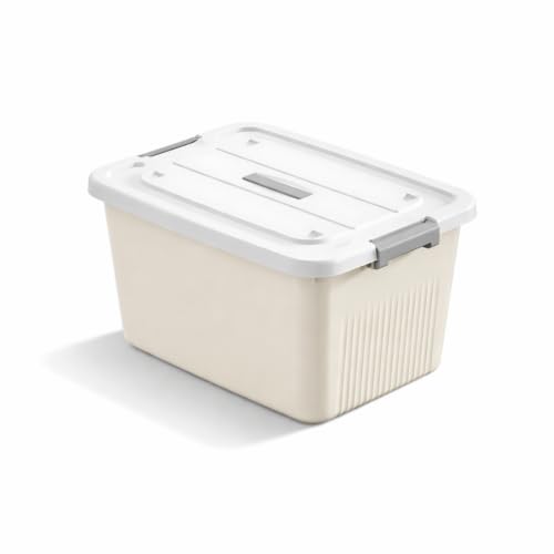 Image of HoopVool Multipurpose Plastic Storage Container Box - Sturdy and Versatile Home Organizer, Available in Multiple Size. (CREAM, MEDIUM - 12 X 8.5 X 7 INCH, PACK OF - 1)