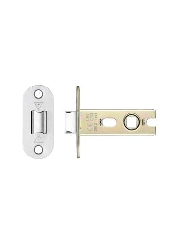 Kooples Hardware Project Tubular Latch 64mm – Radius Corner Faceplate – 45mm Backset Internal Door Latch for Lever Handles – Satin Nickel Finish – Fixings Included (Satin Stainless)