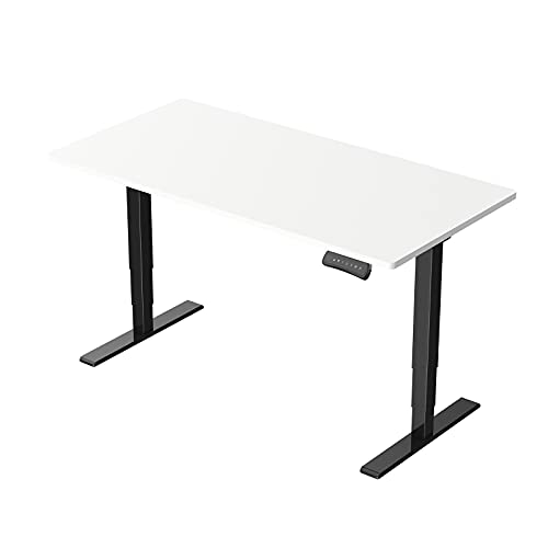 SANODESK Escritorio ajustable en altura con estructura negra + tablero blanco 3 compartimentos con 2 motores con control de memoria y anticolosión (3 patas / motor doble / superior, 120 x 60 cm) Cover