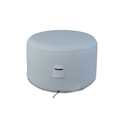 Covers & all Round Ottoman Cover, Heavy Duty 18 Oz Waterproof UV & Weather Resistant Patio Garden Furniture Stool Protector Indoor Outdoor Use, Air Vents & Drawstrings (24