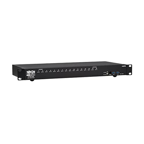Image of Tripp Lite 16-Port 4K HDMI KVM Switch, 2 USB 3.2 Peripheral Sharing for Keyboard & Mouse, 4K @ 60 Hz - Windows, Mac and Linux Compatible - 1U Rack-Mount, 3-Year Warranty (B024-H4U16)