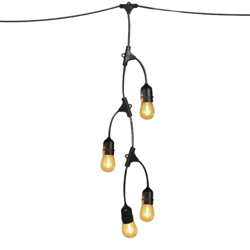 Image of Feit Electric 12ft LED Outdoor Fence String Lights, 10 Sockets, 12pc. S14 LED Bulbs Included, E26 Base, 10 Watts, 2200K, Amber, SLM12-10 /FIL