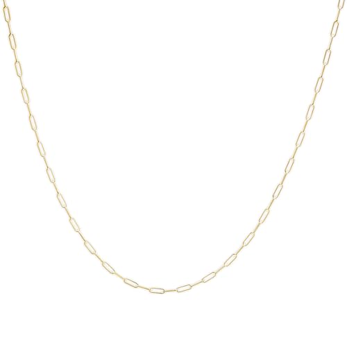 Solid 14K Yellow Gold 2.5mm Paperclip Chain Necklace Unisex - 18" Inches