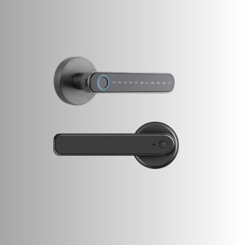 Houzmatic Alpha-X Smart Door Lock, Digital Door Lock Long Handle 6-Way Unlock Mobile App,OTP, Fingerprint, PIN, RFID Card and Manual Key Access for Wooden Doors