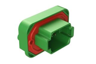 Amphenol, AT15-08PC-BM03, 8 Position Straight Flange Mount PCB PCB Flange Mount Receptacle Green Tin Plated Contacts Included. Keyed C (5 Items)
