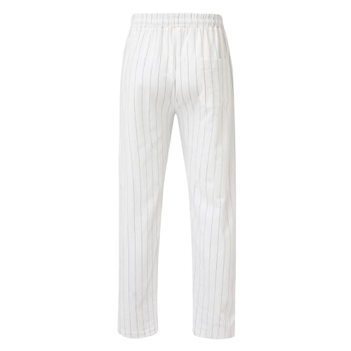Striped Linen Pants Men Slim Fit Drawstring Dress Pants Elastic Waist Summer Lounge Pants Casual Comfy Trousers3