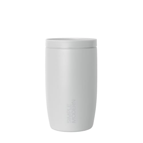 Image of Simple Modern Travel Coffee Mug Tumbler with 360 Lid | Ceramic-Lined Insulated Stainless Steel Cold Brew Iced Coffee Cup Thermos | Gifts for Women Men Her Him | Voyager Signature | 12oz | Ice Gray