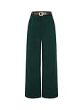 CIDER Corduroy Middle Waist Pocket Straight Leg Trousers with Belt: Green, M