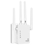 WLAN Repeater WLAN Verstärker 1200Mbit/s Dual-Band WiFi Booster mit Repeater/Router/Access Point Modus,4 Antennen,Einfache Einrichtung,WiFi Range Extender mit LAN/WAN Port