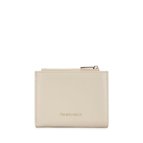 Image of Fastrack Faux Leather Women Buckle Flap Two-Fold Wallet | Multiple Card Slots, Cash Slots, Zip Coin Pocket, Buckle Design Flap | Stylish & Secure | 6 Months Warranty, Beige