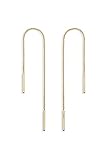 Miabella 925 Sterling Silver or 18K Yellow Gold Plated 925 Sterling Silver Bar Drop Threader Chain Earrings for Women Made in Italy (4 Inches, yellow-gold-plated-silver)