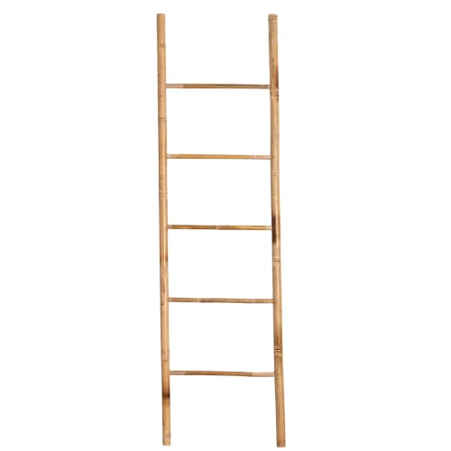 Brigros - Scala Decorativa In Legno Di Bambù Con 6 Pioli 50x190 Cm, Porta Asciugamani Bagno Da Terra, Arredo Bagno Dal Design Naturale Del Bamboo Disponibile In 3 Colori Diversi (Naturale)