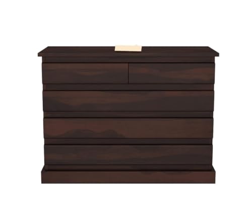 Image of Wooden Chest of Drawers for Living Room with 5 Drawer - Solid Wood Chest of Drawers Wooden Drawer Cabinet Chest of Drawer for Bedroom Storage Cabinet
