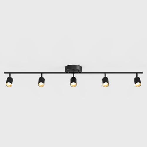 VidaLite Shura Black 5-Light Track Light with Adjustable Heads, Integrated LED Bulbs, 4 ft. Track Lighting Kit Ceiling Light, 3000k, 2450 Lumens