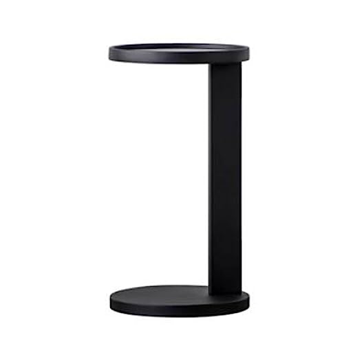 oR3sB4jE Mesa de Centro Mesa Auxiliar en Forma de C, Mesa Metal for sofá y Cama, for, Centro Redonda Estante de Almacenamiento(Negro)
