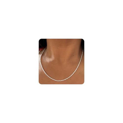 VEEDOFA Cadenas de Plata de Ley 925 para Mujeres Niñas, Cadena Collar Cordón Hipoaalergénica, Collares Largos Ligeros para Mujeres, Cadenas Plata de Ley 2mm Finas para Colgante, Joyería Regalos