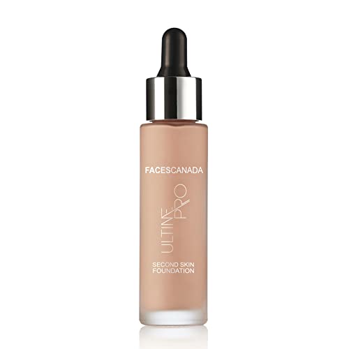 FACES CANADA Ultime Pro Second Skin Foundation - Natural 02, 30ml | Lightweight Anti-Ageing Serum Foundation | 3X Lighter | Natural Matte Finish | Medium To High Coverage | SPF 15 | Non-Oily