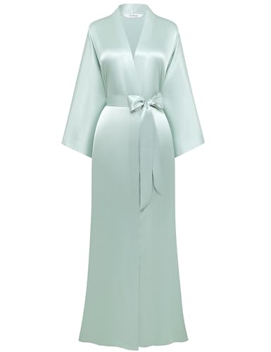 Image of PRODESIGN Satin Kimono Robe Women Long Silky Kimono Bathrobe Sleepwear Wedding Bridesmaid Robe