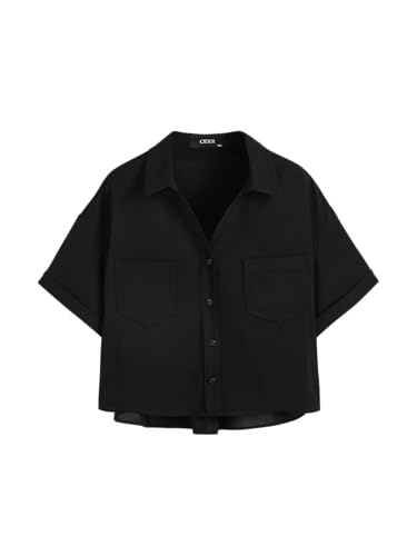 CIDER Collar Pocket Short Sleeve Blouse Curve & Plus