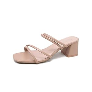 MOEIDO Damespantoffels Women Elegant Sandals Ladies Square Heels Summer Slippers Outside Narrow Band Leather Female Slides Fashion Woman Sandals