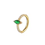 BCughia Anillos de nariz para mujer, de titanio, 16 g, con circonita cúbica/ópalo, daith, tragus, rook, caracola, hélice, cartílago, joyería, 1.2x8mm, Titanio, Circonita cúbica