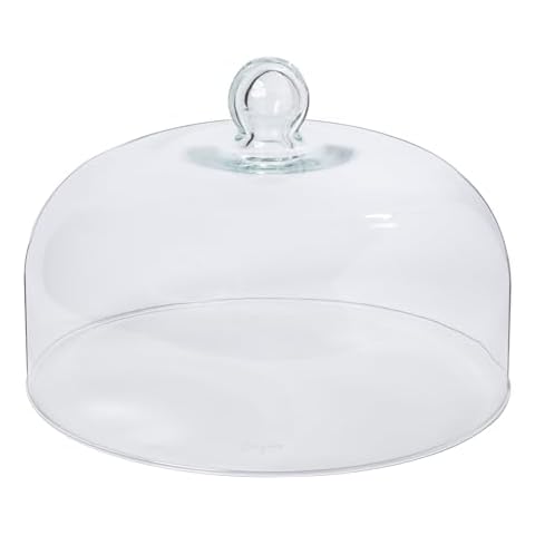 Casafina 12" Glass Dome Cloche - Arcade Collection, Clear | Mouth-Blown Handmade Cake Cover | Food Safe Glassware | Restaurant Quality Serveware Cover