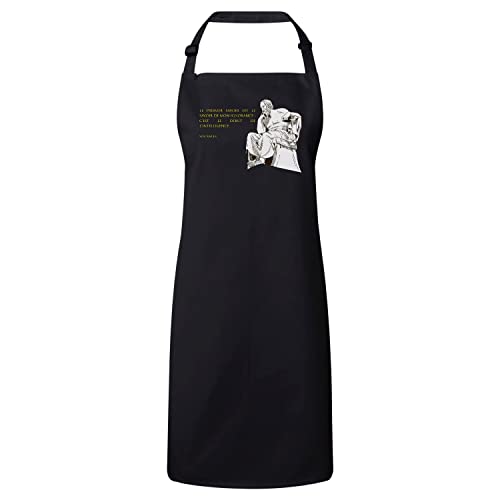 Tablier cuisine premium citation Socrates en coton noir ajustable