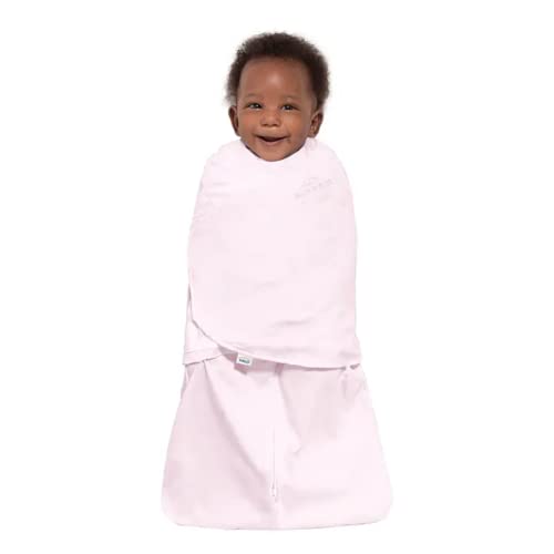 Image of HALO 100% Cotton Sleepsack Swaddle, 3-Way Adjustable Wearable Blanket, TOG 1.5, Soft Pink, Newborn, 0-3 Months