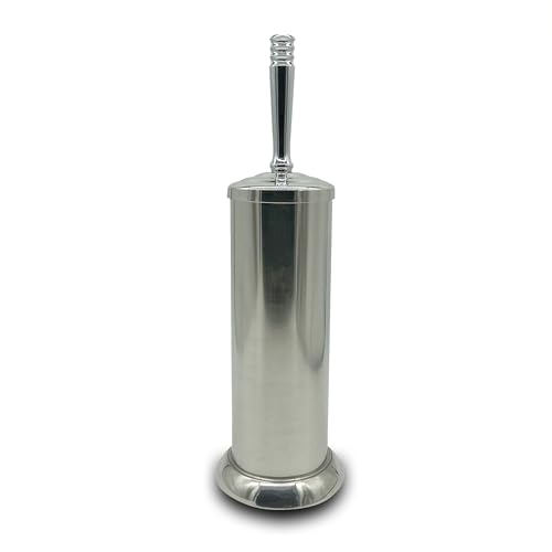 Image of Silver Chrome Toilet Bowl Brush with Holder with Removable lastic Liner, Durable Bathroom Cleaning Tool, Bathroom Cleaner Brush for Efficient Cleaning and Hygiene