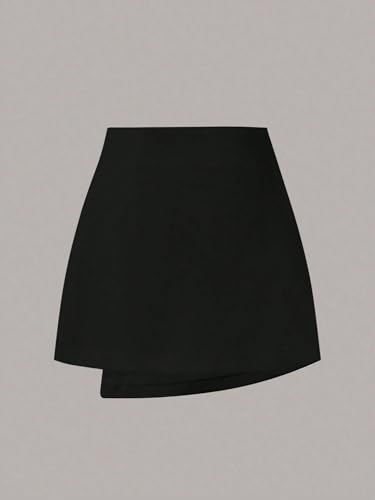 Women's Flowy Trendy Skirt Solid Color Asymmetrical Hem Skirt4
