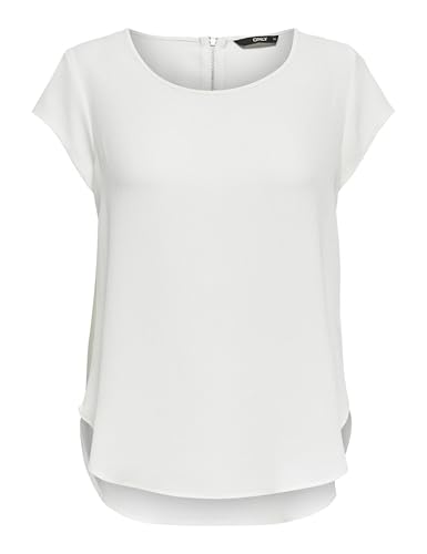 ONLY Damen Einfarbige Kurzarm Bluse Basic Rundhals Ausschnitt Blusen...
