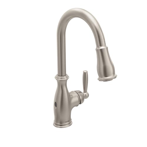Image of Moen Brantford Spot Resist Stainless Motionsense Wave Touchless One-Handle Pulldown Kitchen Faucet Featuring Power Clean and Reflex Docking System, 7185EWSRS