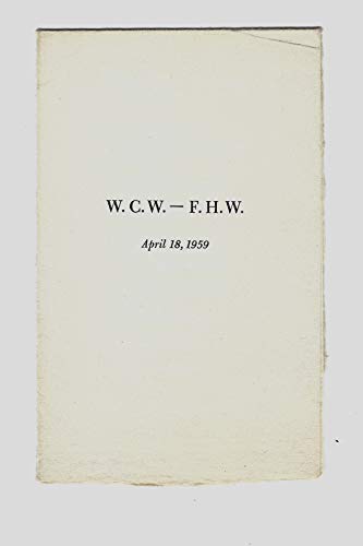 W.C.W. - F.H.W. April 18. 1959: To Be Recited to Flossie on Her Birthday