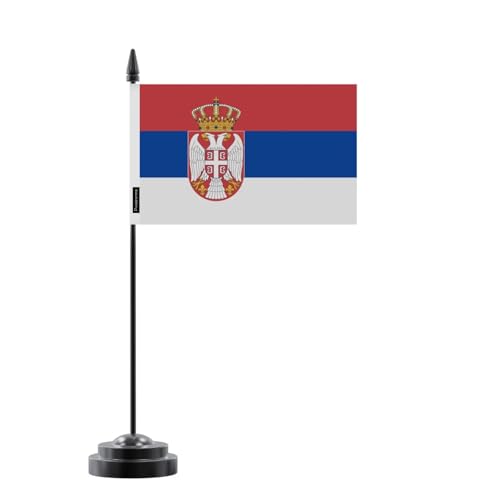 Drapeau de table Serbie 14x21cm en polyester de haute qualité