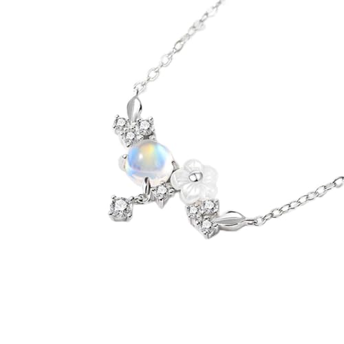 Collier en cristal bleu fleurs de coquillage bijoux argent 925 femmes