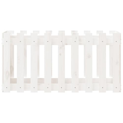 Vassoio Per Fioriera Aiuola Rialzata Piante Fiori Terrazza Giardino Recinzione Giardino Design 100 X 50 X 50 Cm Pino Massiccio Bianco 02_0039788 - 3