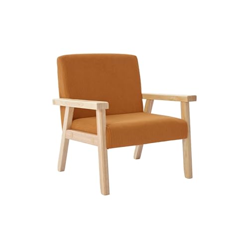 sweeek - Fauteuil Enfant en Bois et Velours côtelé Moutarde. ISAK L 47 x P 43.5 x H 50cm