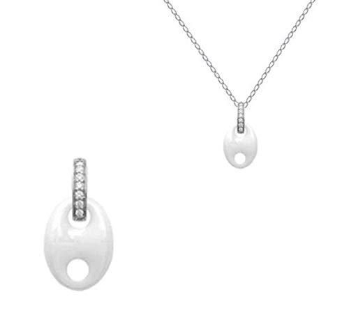 Bijouxia Collier Avec Pendentif Grain De Café Céramique En Argent