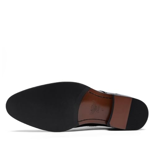 Dress Shoes for Men Men's Classic Leather Pointed Toe Carved Dress Shoes Elegant Lace-Up Business Wedding Footwear