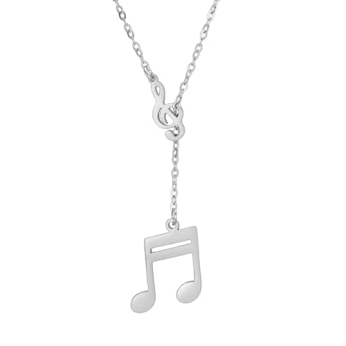EUEAVAN Collar de notas musicales para mujer Clave de sol Colgante Joyería musical Regalo inspirador para amante de la música Profesora de música (plata)