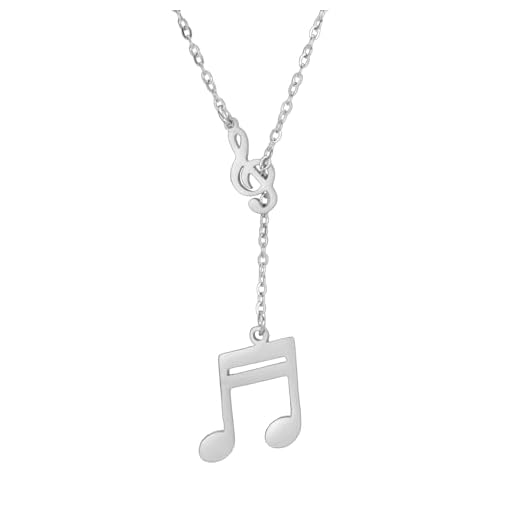 EUEAVAN Collar de notas musicales para mujer Clave de sol Colgante Joyería musical Regalo inspirador para amante de la música Profesora de música (plata)