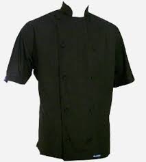 CHEFSKIN Original Short-Sleeve Chef Jacket in Black Size Regular (50 Inch Chest)