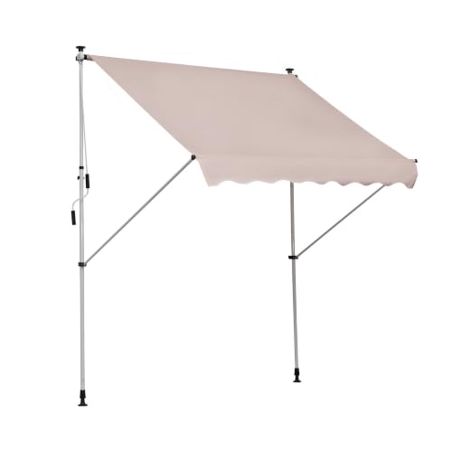 Outsunny Toldo Manual Retráctil con Altura Ajustable y Manivela Beige