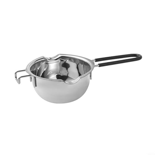Hosrivae Bol de acero inoxidable para derretir chocolate de doble caldera para dulces, fondue y hornear, 25,5 x 6 cm, 28,5 x 6,5 cm, resistente al calor (400 ml, negro)