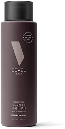 Bevel Shampoo and Conditioner for Men with Hemp Seed Oil and Biotin, 2 in 1 Strengthening Formula Conditions and Moisturizes Hair to Reduce Breakage, For Coarse, Curly and Textured Hair, 12 Oz