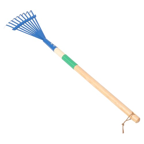 DECHOUS Râteau De Jardin Multifonction avec Manche en Bois Détachable pour Garçon Et Filles, Petit Outil De Jardinage Bleu, Portable Et Solide, Adapté Aux Jeux Extérieurs L'entretien du Gazon