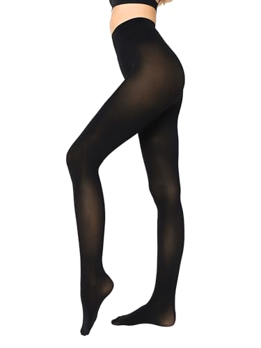 Image of Women's 80 Denier Semi Opaque Tights High Waist Soft Solid Color Footed Pantyhose